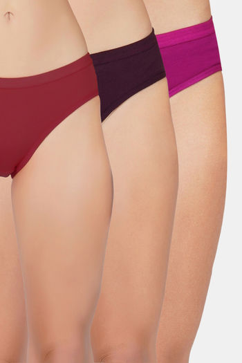 Buy Bleeding Heart Medium Rise Full Coverage Bikini Panty (Pack of 3) - Multicolor